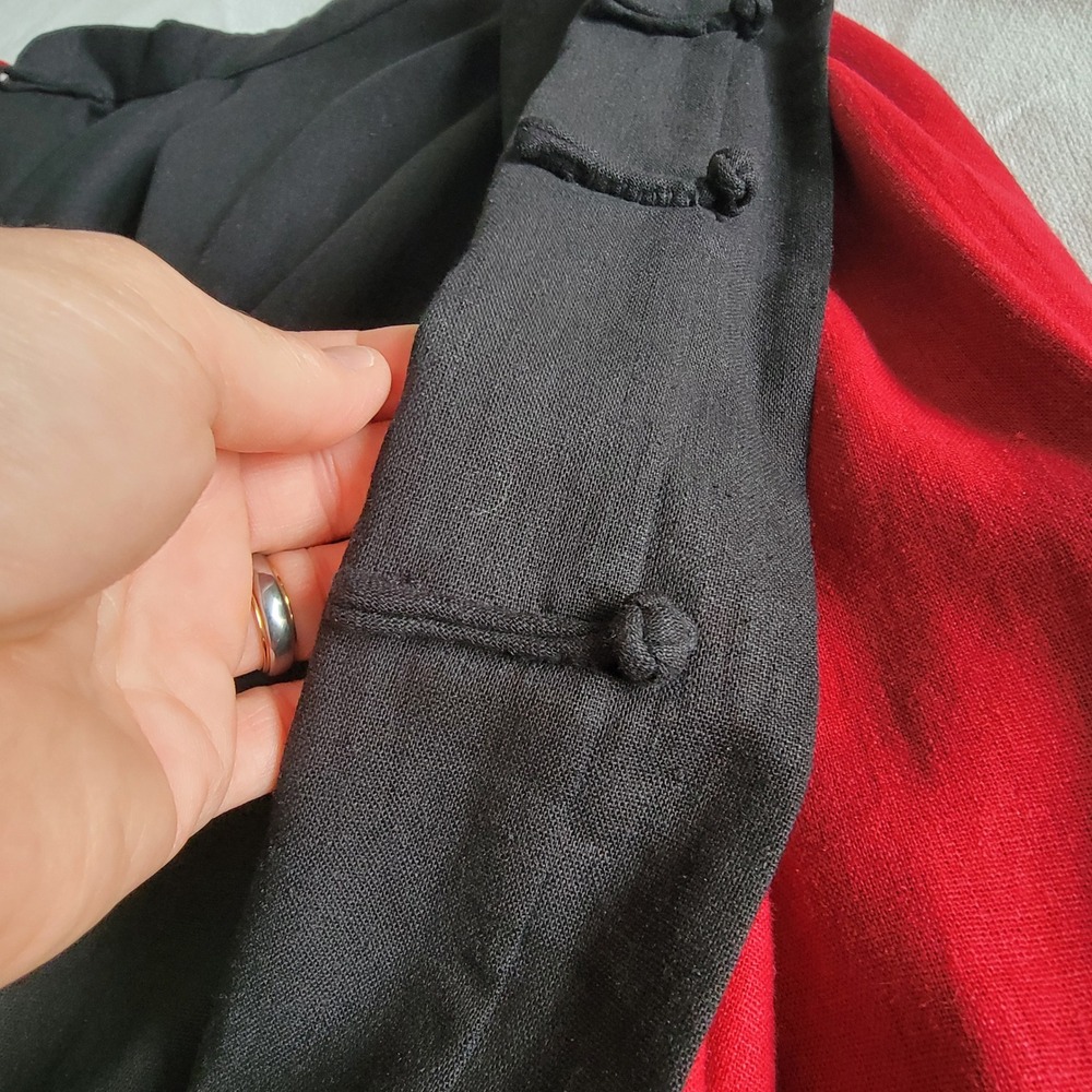 Reversible Tang Suit Jacket Red Black Women Large Vintage Traditional Minimalist - Picture 14 of 16